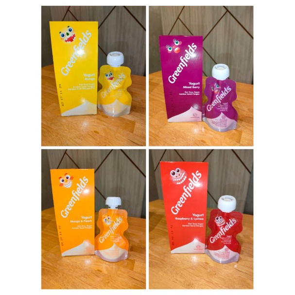 Greenfields yogurt pouch squeeze 80gr varian rasa terbaru mixed berry termurah