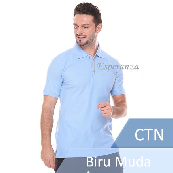 Kaos Polos Polo Shirt Kerah Esperanza - CTN BIru Muda