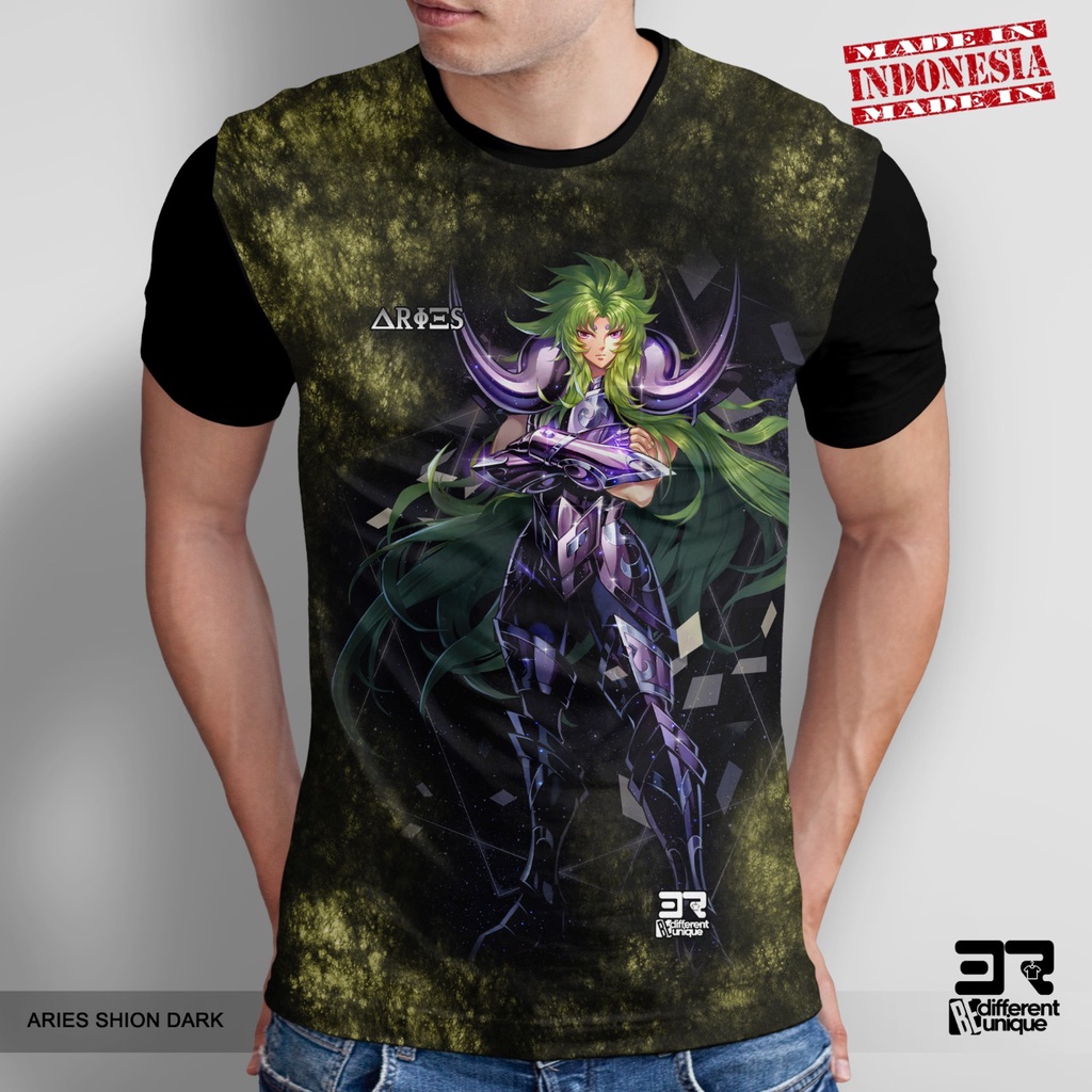 KAOS PRIA KAOS PRINT DISTRO 3R ANIME SAINT SEIYA ARIES DARK SHION
