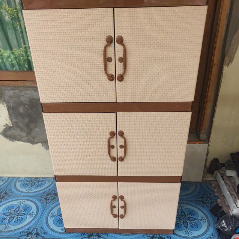 LEMARI PLASTIK SUSUN 3/LEMARI PAKAIAN 3 SUSUN/ LEMARI BESAR/LEMARI PLASTIK ROTAN/LEMARI BAJU 3 SUSUN