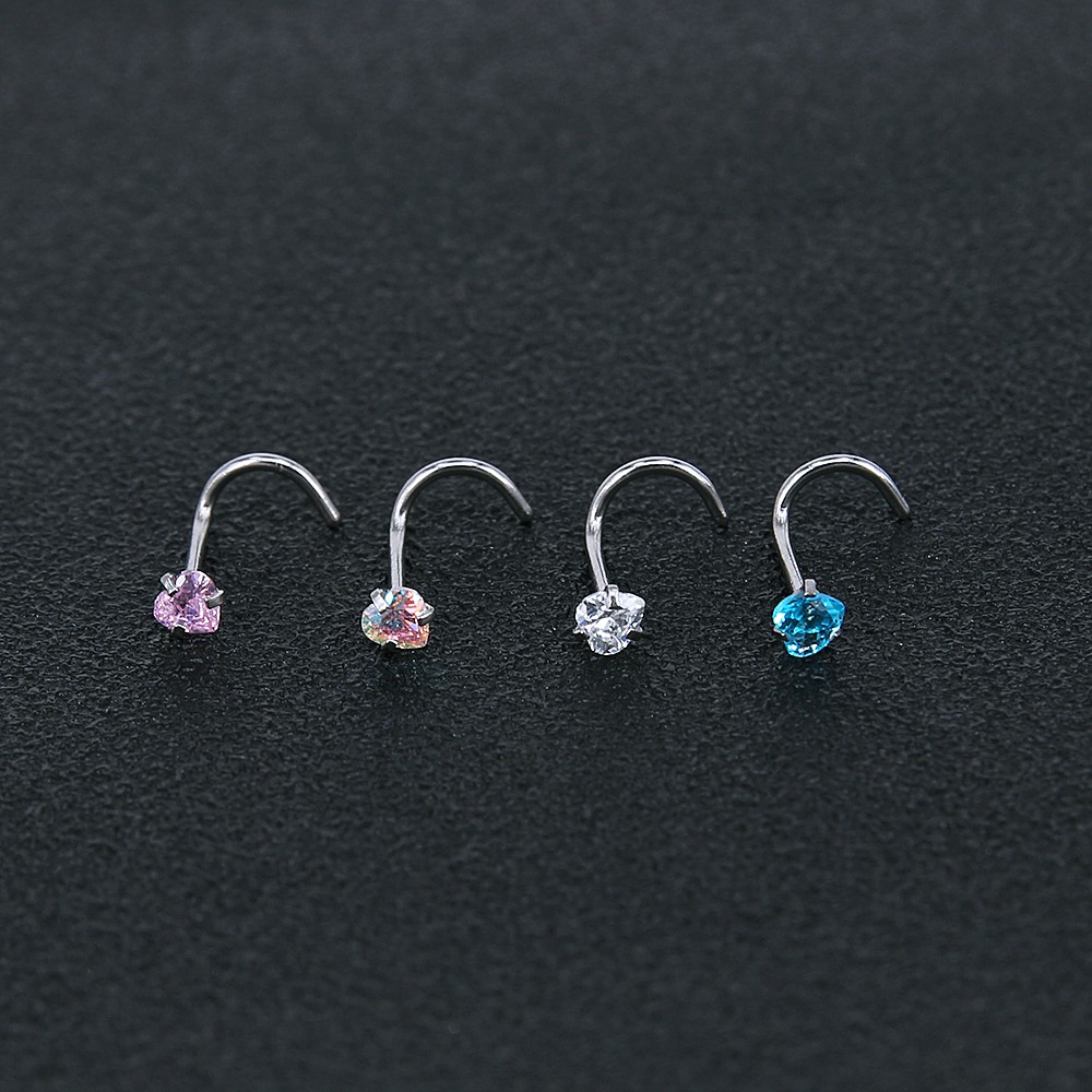 12pcs / Set Anting Tindik Hidung 20g Bahan Stainless Steel 316l Hias Kristal Warna Biru