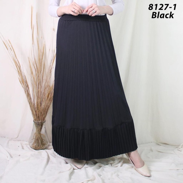 BD 8120 - ROK PLISKET MUSLIM ABG MURAH ALLSIZE L KARET MELAR HYGET CANTIK GROSIR POLOS LIDI MAYUNG