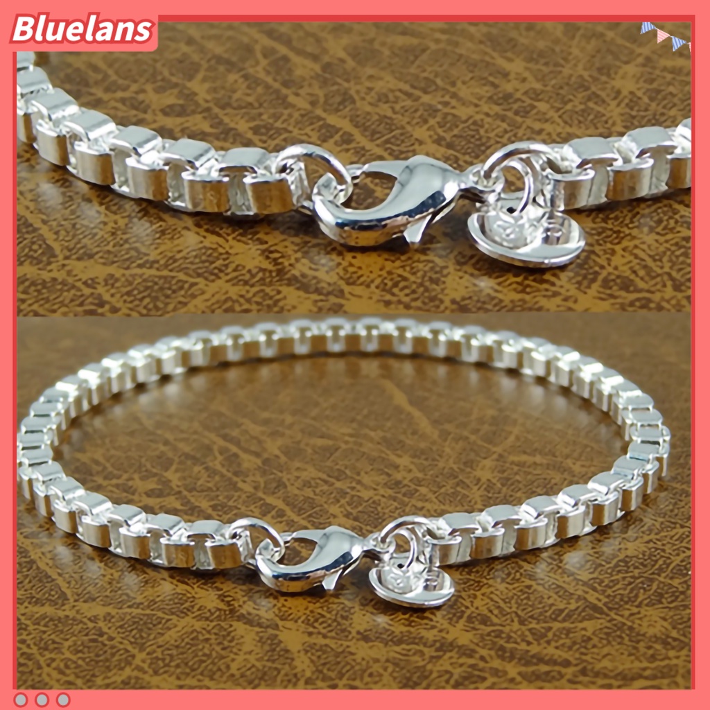 Bluelans Bracelet Silver Plated Box Chain Fashion Unisex Bracelet Bangle Jewelry