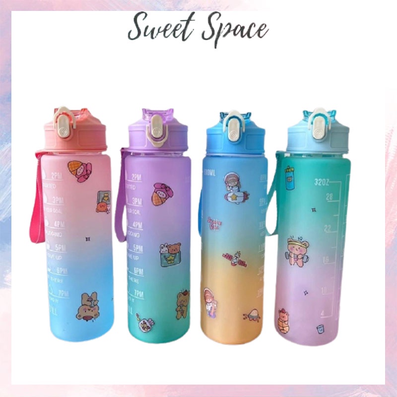 BOTOL MINUM GRADASI MOTIVASI FLIP 1 LITER FREE STICKER [SWEETSPACE]