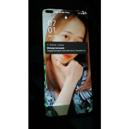 Lcd copotan Oppo Reno  4F Minus bergaris