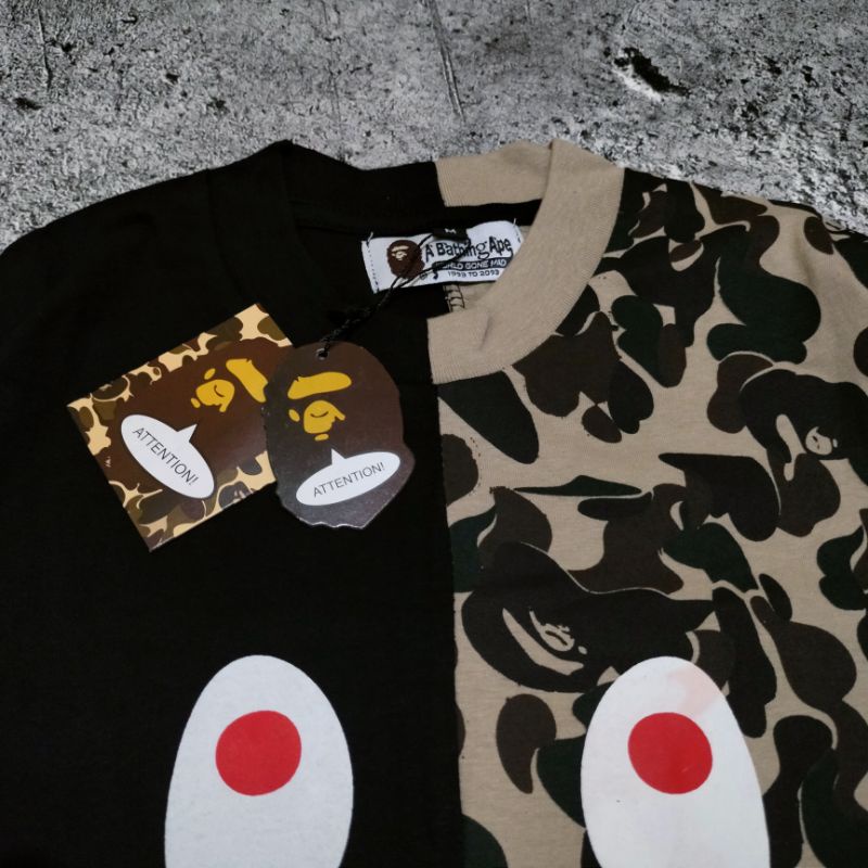 KAOS T-SHIRT BAPE SHARK WGM COMBI PREMIUM FULLTAG &amp; LEBEL