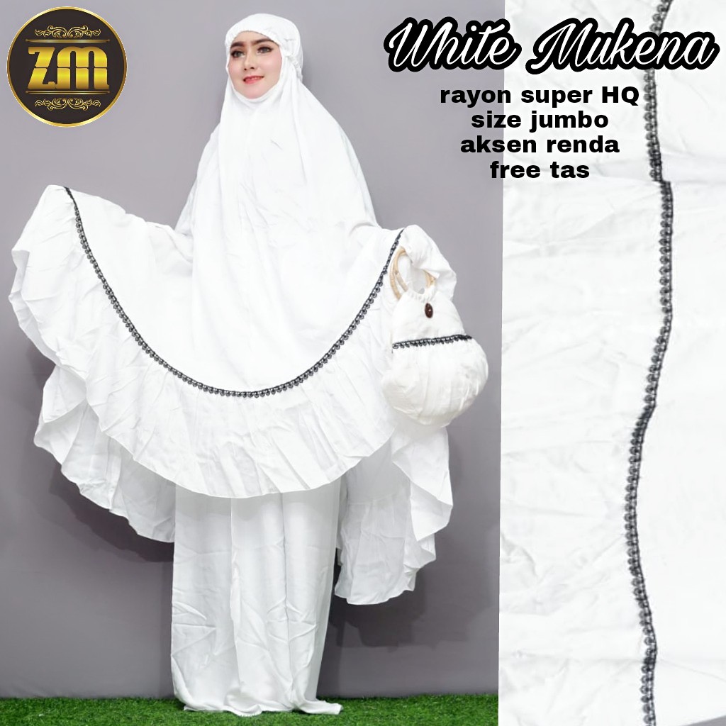 White Mukena By ZM| Suplier Hijab Solo| Grosir