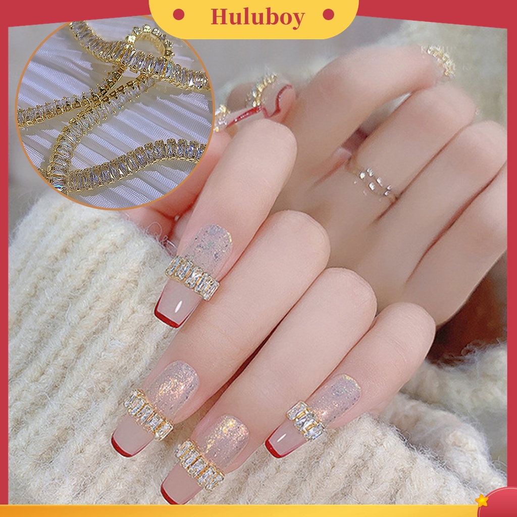 Huluboy Huluboy♡ Perhiasan Rantai Zircon 3D Tahan Pudar Untuk Dekorasi Nail Art