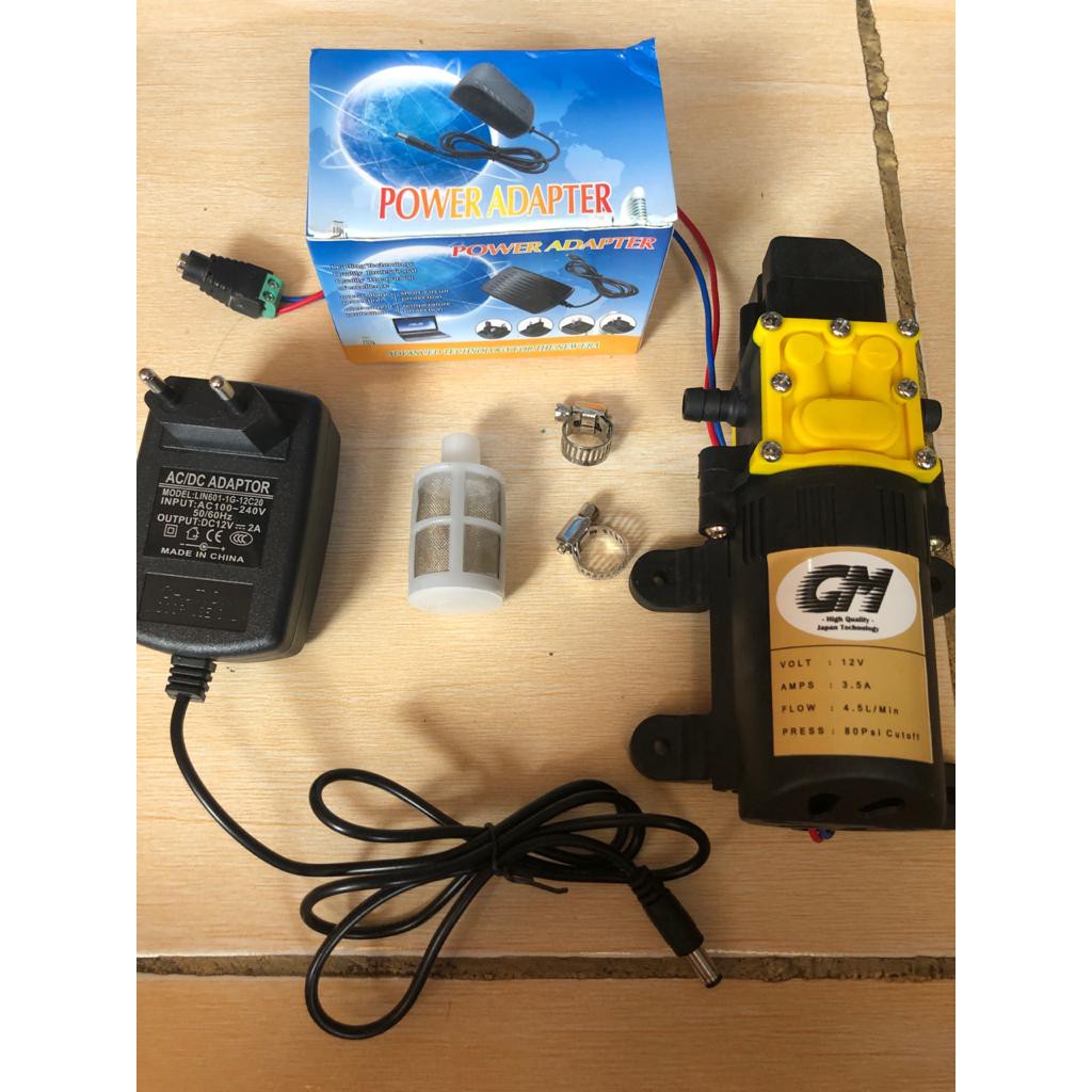 Paket Adaptor 2A + GM Pompa Dinamo 80PSI Pompa DC Steam Motor Mobil