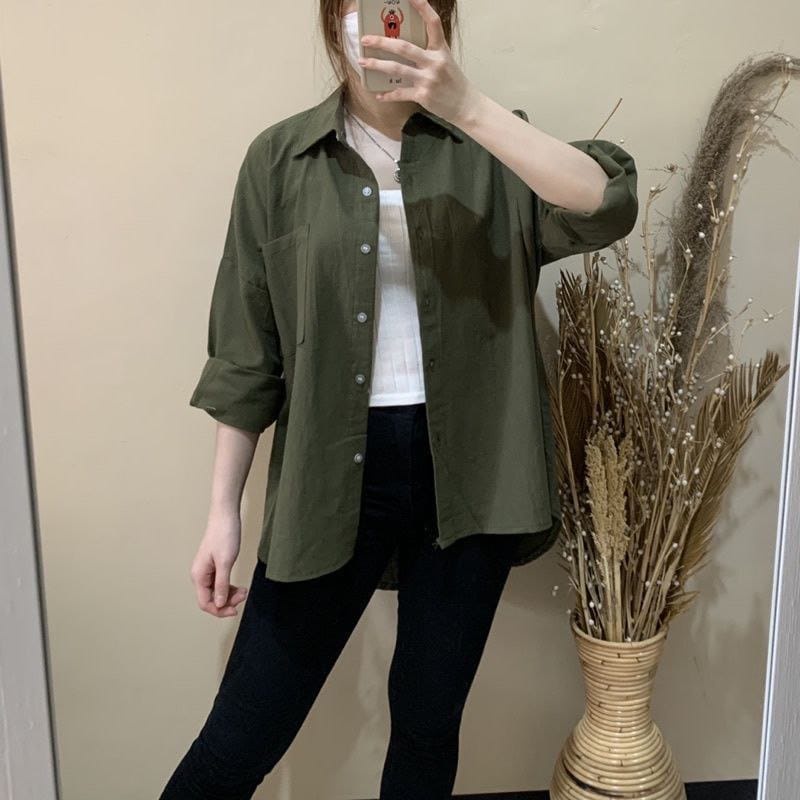 Kemeja Oversize Linen Wanita Kemeja Linen Oversized Shirt Linen