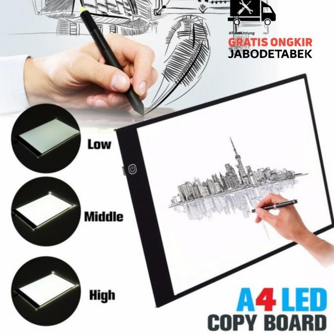 

(COD) Drawing Tracing A4 Copy Board Papan Jipak LED Light Pad Ultra Slim A4