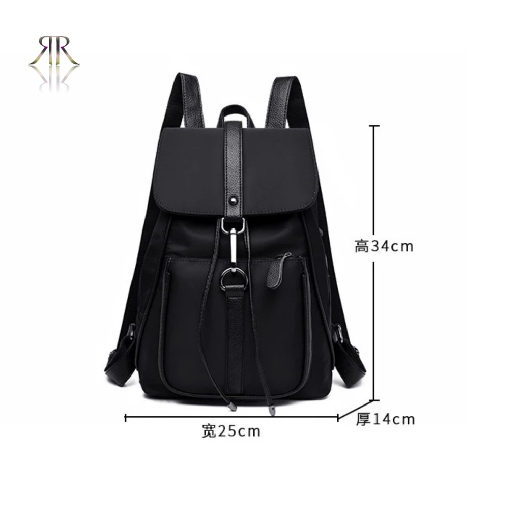 Hot Fashion Tahan Air Nylon Wanita Ransel Hitam Fashion Tas Travel Kapasitas Besar Kasual Wanita