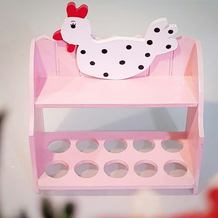 Dine Wood Rak Tempat Telur Ayam Dapur Kayu Susun 2  Hiasan Dekorasi Rumah Kitchen Pink Isi 10 Butir