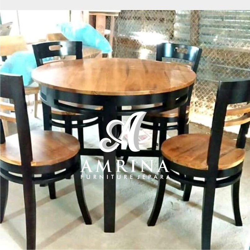 meja makan bulat jati, meja makan jati mebel jepara