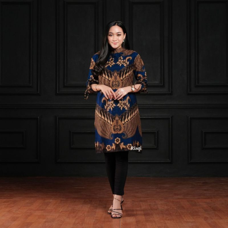 Tunik Batik Baju Wanita Tunik Serut Tunik Resleting  Batik Original Fasion Wanita