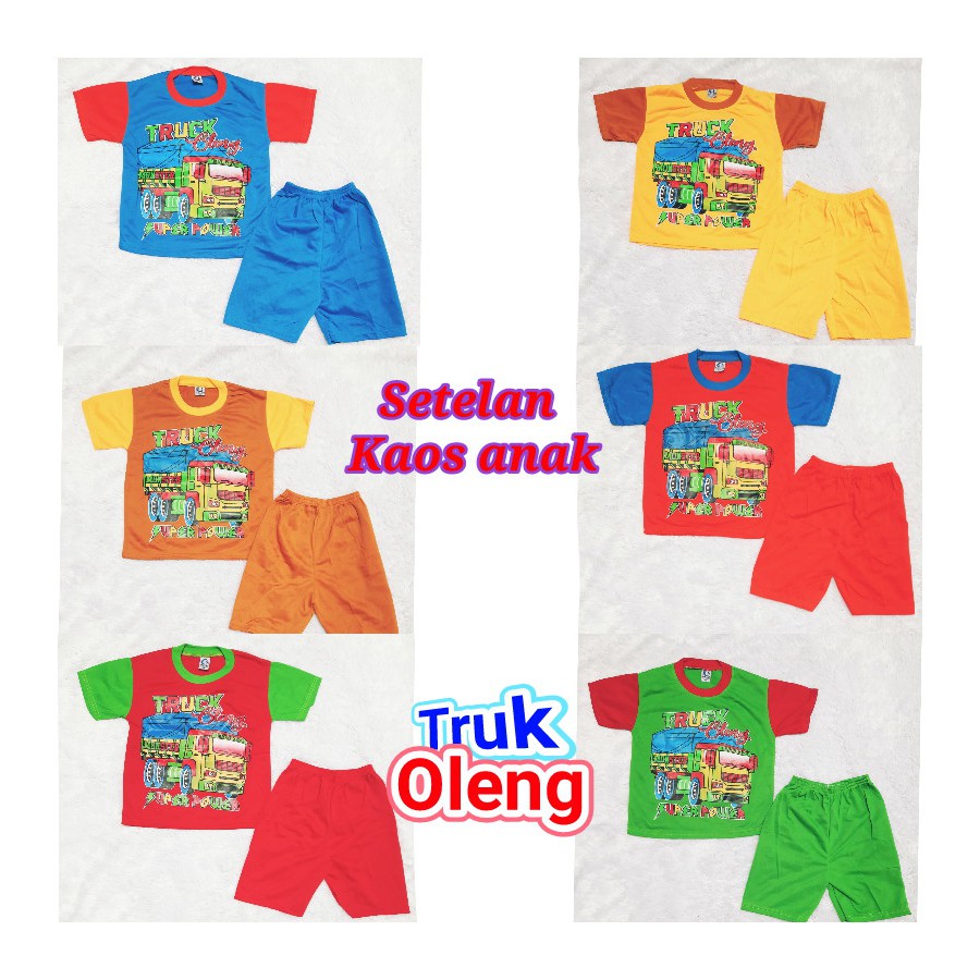 setelan kaos anak truk oleng kaos anak motif truk oleng