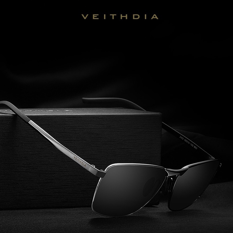 Veithdia ORI Kacamata Hitam Pria Model Aviation / Penerbang / Pilot UV400 Anti UV Polarized Sunglasses VEITHDIA Brand Retro Men's Sports Sunglasses Outdoor Polarized Lens Vintage Male Eyewear Accessories Sun Glasses