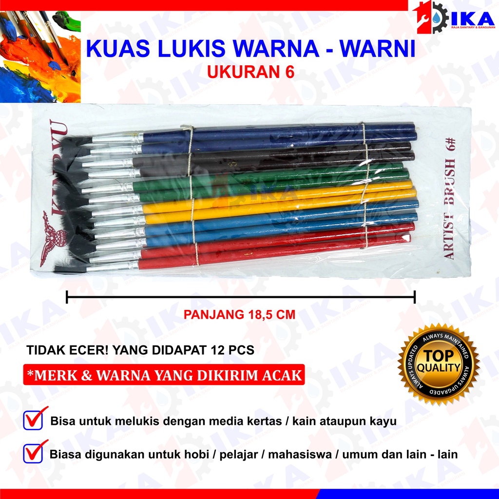 KUAS LUKIS SET / KUAS LUKIS CAT AIR / PAINT BRUSH WARNA Kuas lukis watercolor - 1 LUSIN