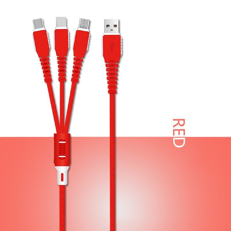 Kabel Data 3 in 1 USB tipe C Micro USB Lightning USB Kabel