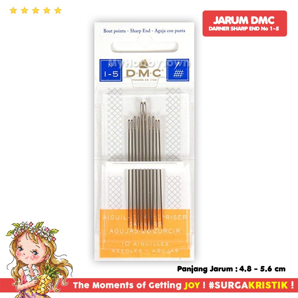 Jarum Darner Quilt Hand Sewing DMC Nomor 1-5 Ujung Tajam Sharp