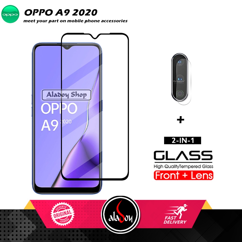 Tempered Glass Oppo A9 2020 PAKET 2 IN 1 Tempered Glass Layar dan Tempered Glass Camera