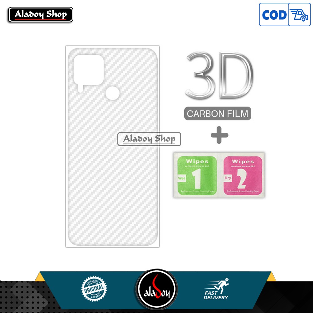 Garskin Realme C15 Back Screen Protector Carbon Transparan