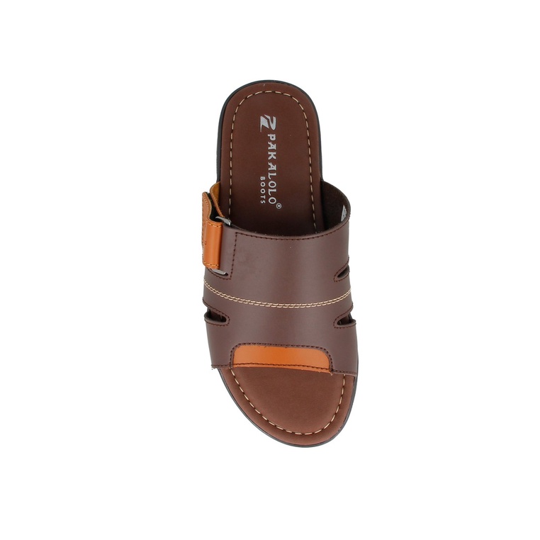 SANDAL SLIDE PAKALOLO PRIA ORIGINAL CASUAL KULIT ASLI COKLAT PB45