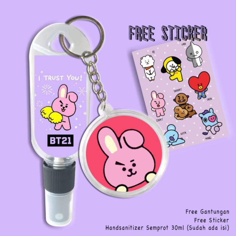 HAND SANITIZER BTS/HAND SANITIZER BT21 FREE GANTUNGAN+FREE STICKER