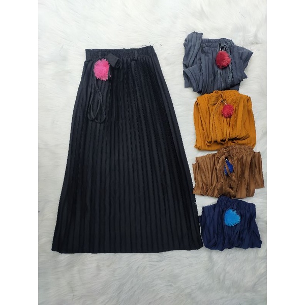 ROK PLISKET ANAK USIA 3-10 TAHUN ROK POM POM FASHION ANAK PEREMPUAN