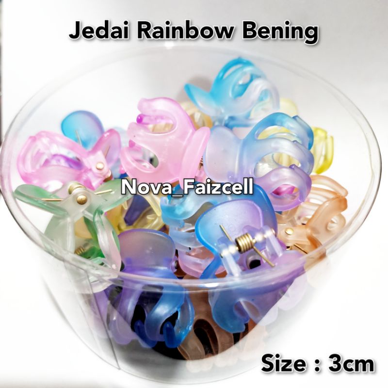 Jepit Rambut Jedai Rainbow Bening 3 cm doff Import