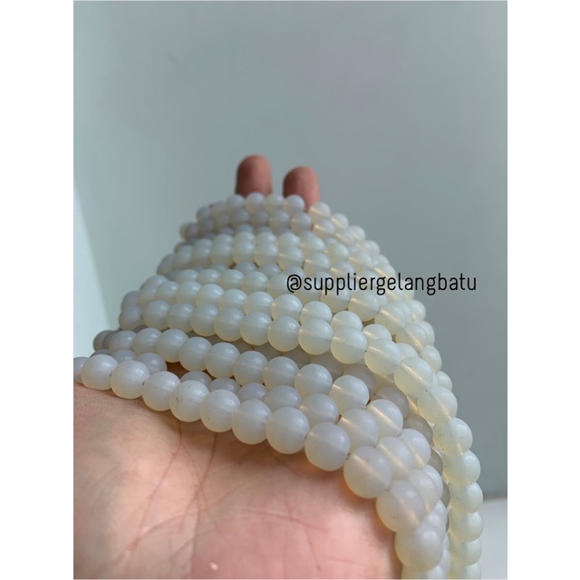 batu 8mm moonstone DOFF opalite akik tembus senter rencengan LANGKA