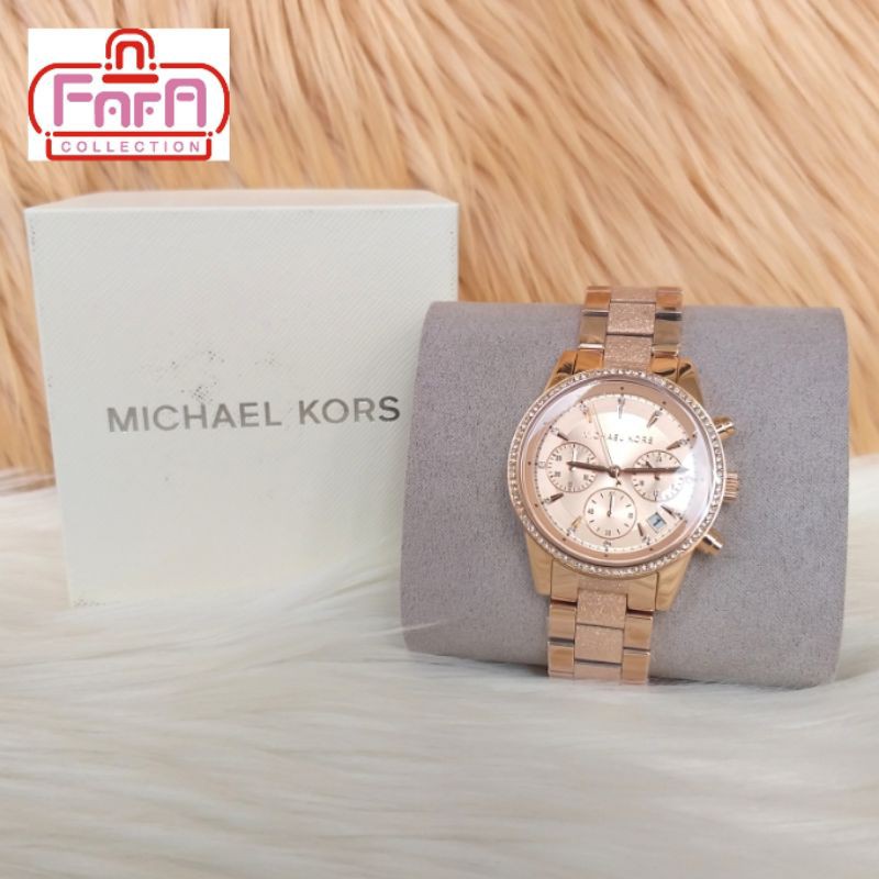 Michael Kors Women's Ritz Chronograph Rose Gold-Tone Stainless Steel Watch MK6598