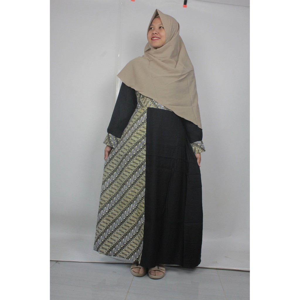 Gamis wollycrepe Mix Batik GLORIA set khimar wolfis muttaqin jumbo