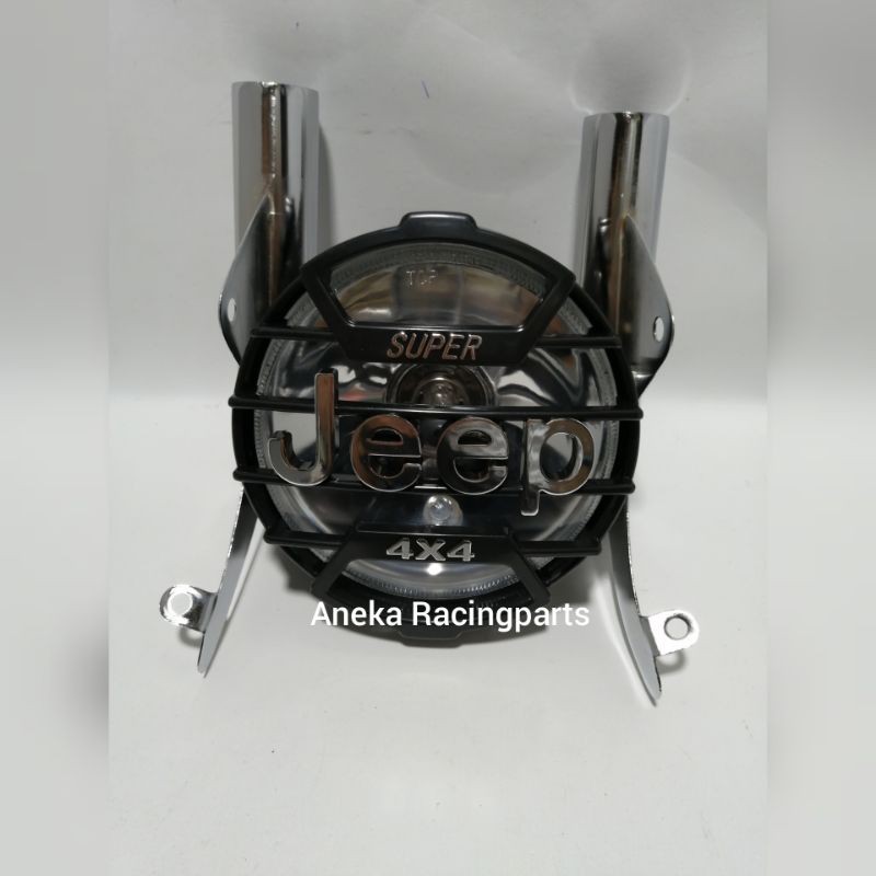 Lampu custom jeep universal motor set breket / lampu costum variasi / lampu depan jeep crum