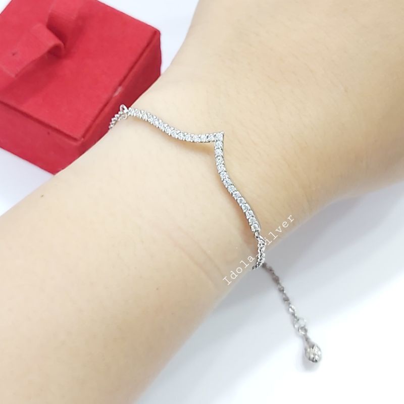 GELANG PERAK ASLI SILVER WANITA 925 LAPIS EMAS PUTIH MODEL SERUT NORI POLOS MODEL AUREL KAKU - PERHIASAN PERAK WANITA