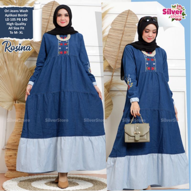rosina | ori jeans wash apl bordir | ld 105 pj 140 HQ | FIT M XXL