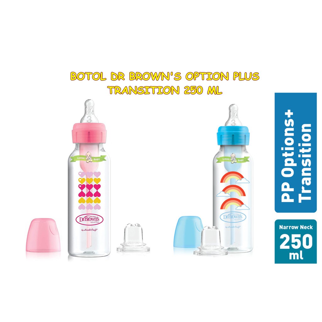 BOSU86 DR BROWN'S OPTIONS BOTTLE STANDARD 2IN1 TRANSITION BOTTLE KIT nipple dan spout  250 ML