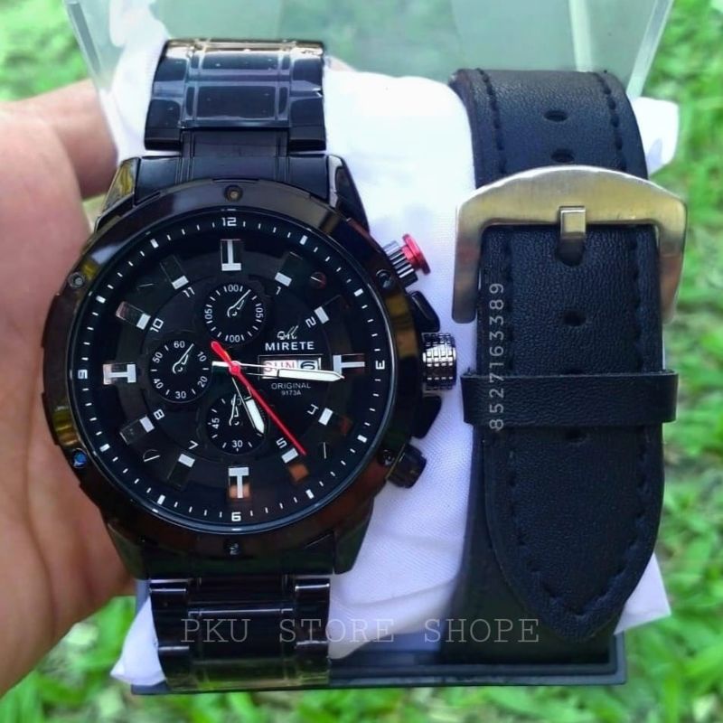 Ready Stok!!!!! Jam Tangan Pria Mirete Import | Cadangan Tali Kulit | Mirete Original Anti Air | Tanggal Hari Aktif | Tali Rantai Stainliss | Jam Tangan Fashion Pria Kekinian Terlaris | Cod