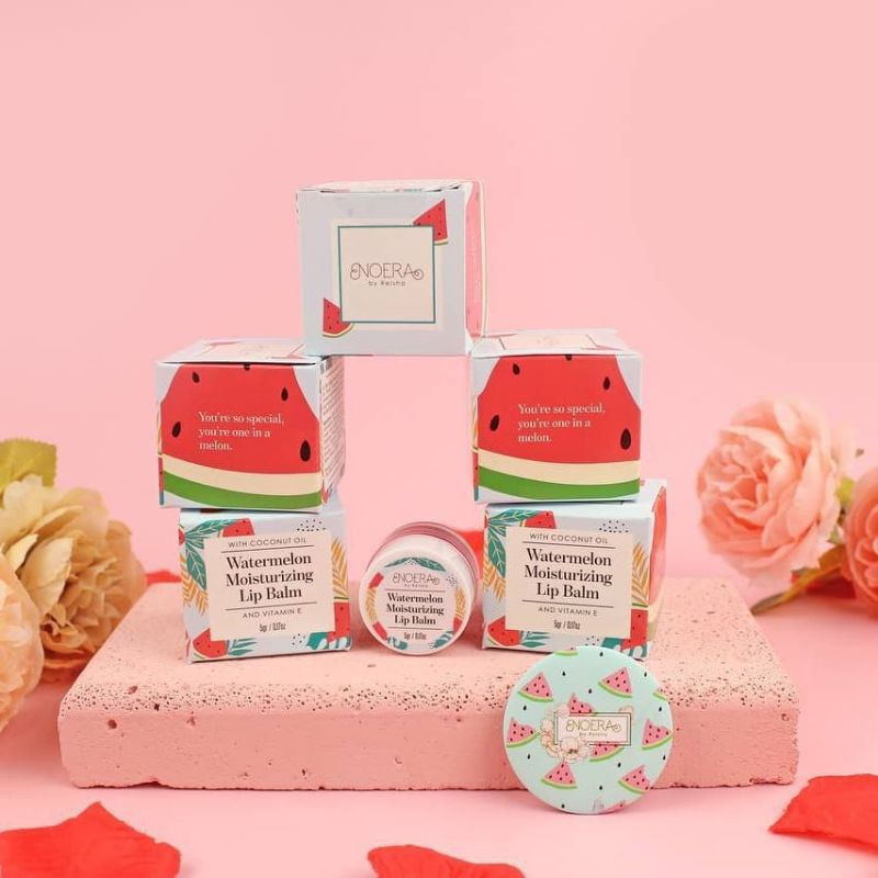 ✦SINAR✦Noera Moisturizing Lip Balm &amp; Noera Watermelon Lip Scrub | Pelembab bibir &amp; Scrub Bibir 50gr