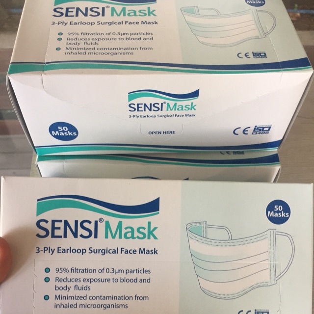 Masker Sensi Earloop 3 ply // 1 kotak isi 50