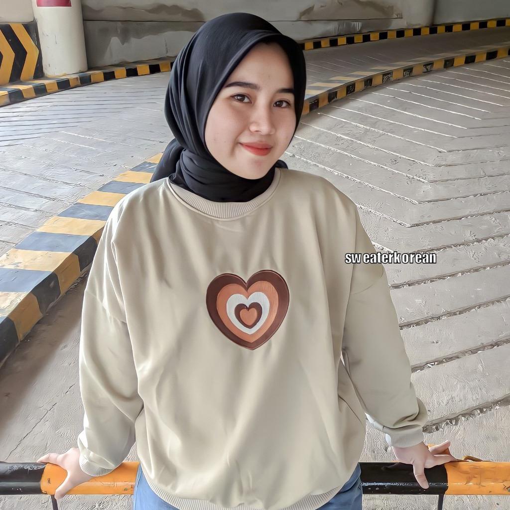 Tq88indonesia Baju Sweater Wanita terbaru / FLEECE SWEATER LOVE SIGN / Switer Cewek / Ootd