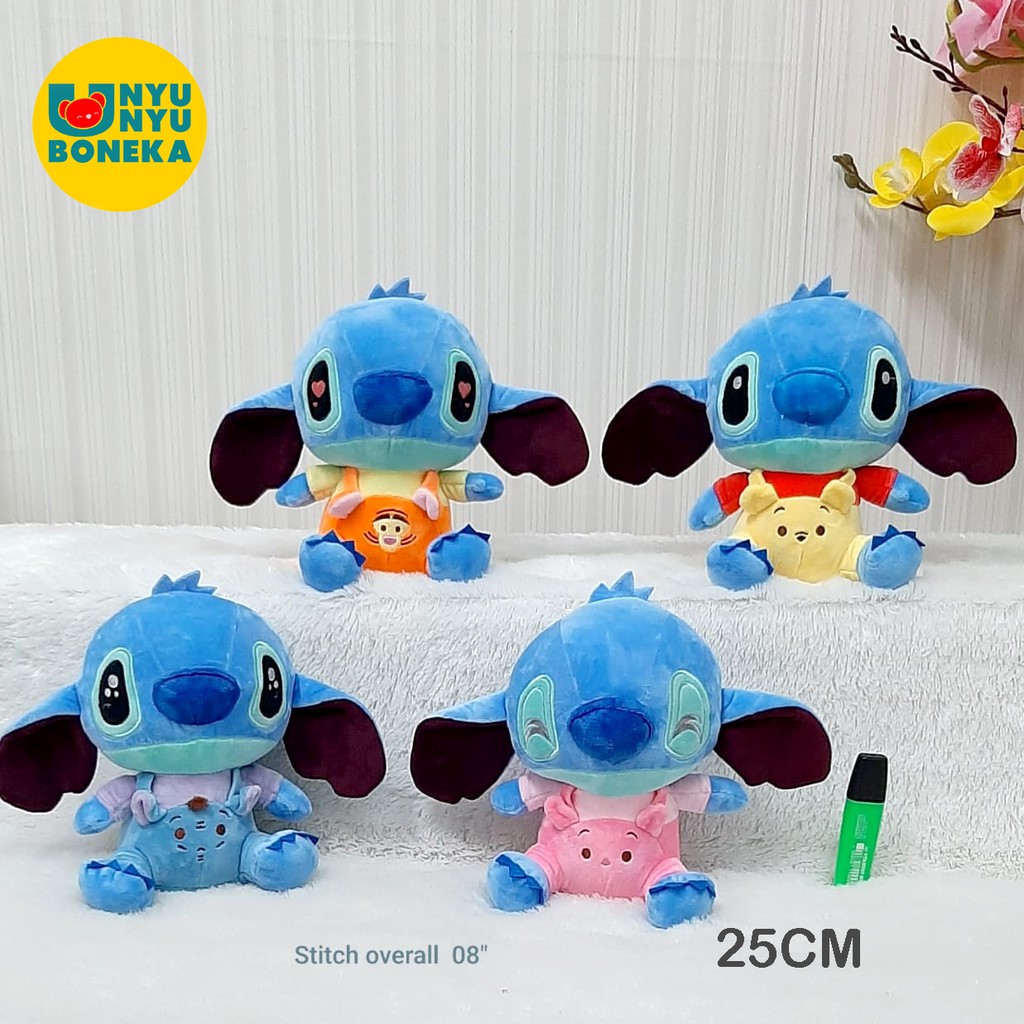 Boneka Stitch Overall Mini Costum Kartun 25CM Impor