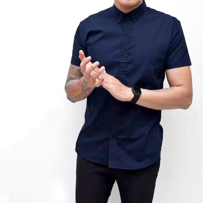 Kemeja Pria Boyi Top Man Lengan Pendek Kasual Polos Formal Kerja Size M-XL GMK