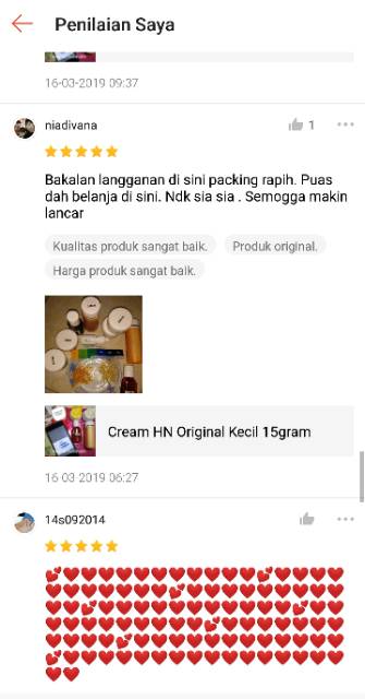 CREAM HN ORIGINAL 100% ASLI HETTY NUGRAHATI 15Gram/ 1 paket