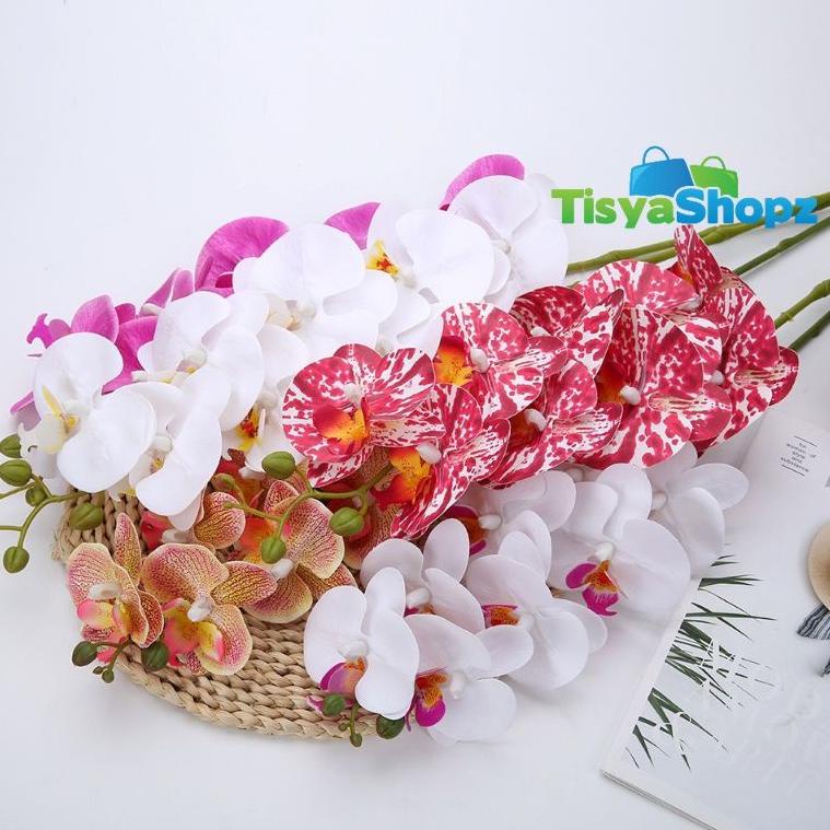 {PKJ.27Ma22υ} Anggrek X9 Latex Besar Jumbo Tinggi 1 meter / Orchid Artificial Bunga Anggrek Plastik 