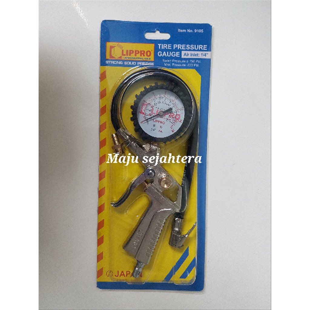 Tire pressure gauge 9105 lippro. tire inflator 3 in 1. ukuran angin