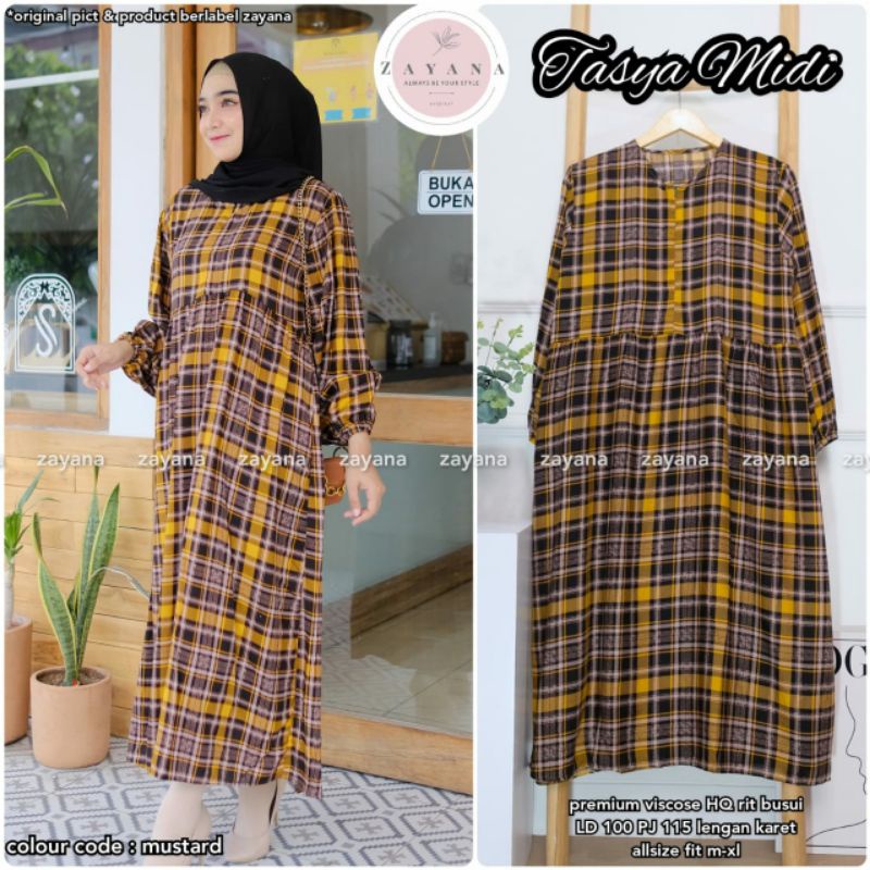 MIDI DRESS / MIDI DRESS RAYON / MIDI DRESS TERBARU / MIDI DRESS PREMIUM / MIDI DRESS KOTAK KOTAK / D