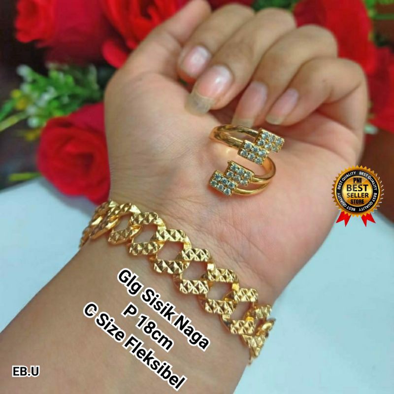 GELANG TANGAN WANITA MOTIF SISIK NAGA FREE CINCIN