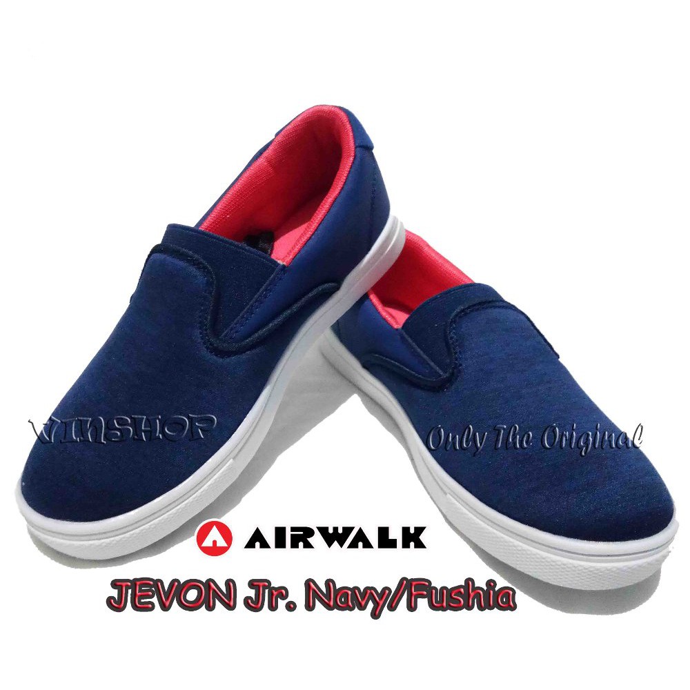 Original Sepatu Anak Perempuan AIRWALK JEVON Jr. Navy.Fushia Slip On