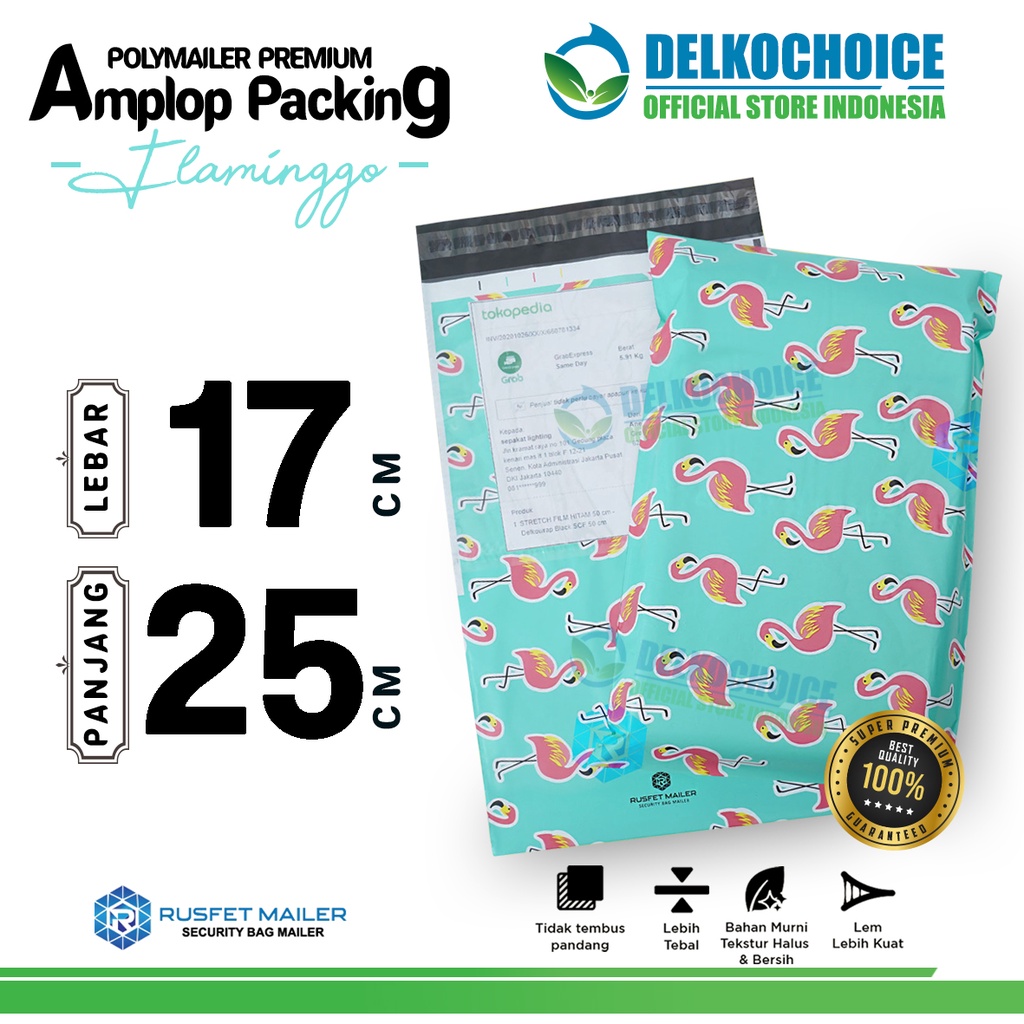 

Polymailer Motif FLAMINGO 17x25cm Amplop Plastik Packing Olshop PREMIUM / SATUAN